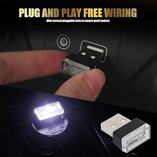 Miniatura 3 de Paquete de 4 luces LED para automóvil, luces ambientales USB, bombillas de 0.59 x 0.31 x 0.78 pulgadas, luces decorativas automotrices, kits de