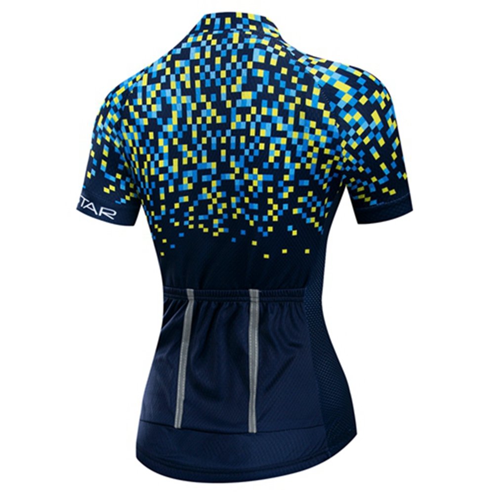 Women's Polyester Short Sleeve Cycling Jersey Bike Tops Biking Shirt Star Blue XL