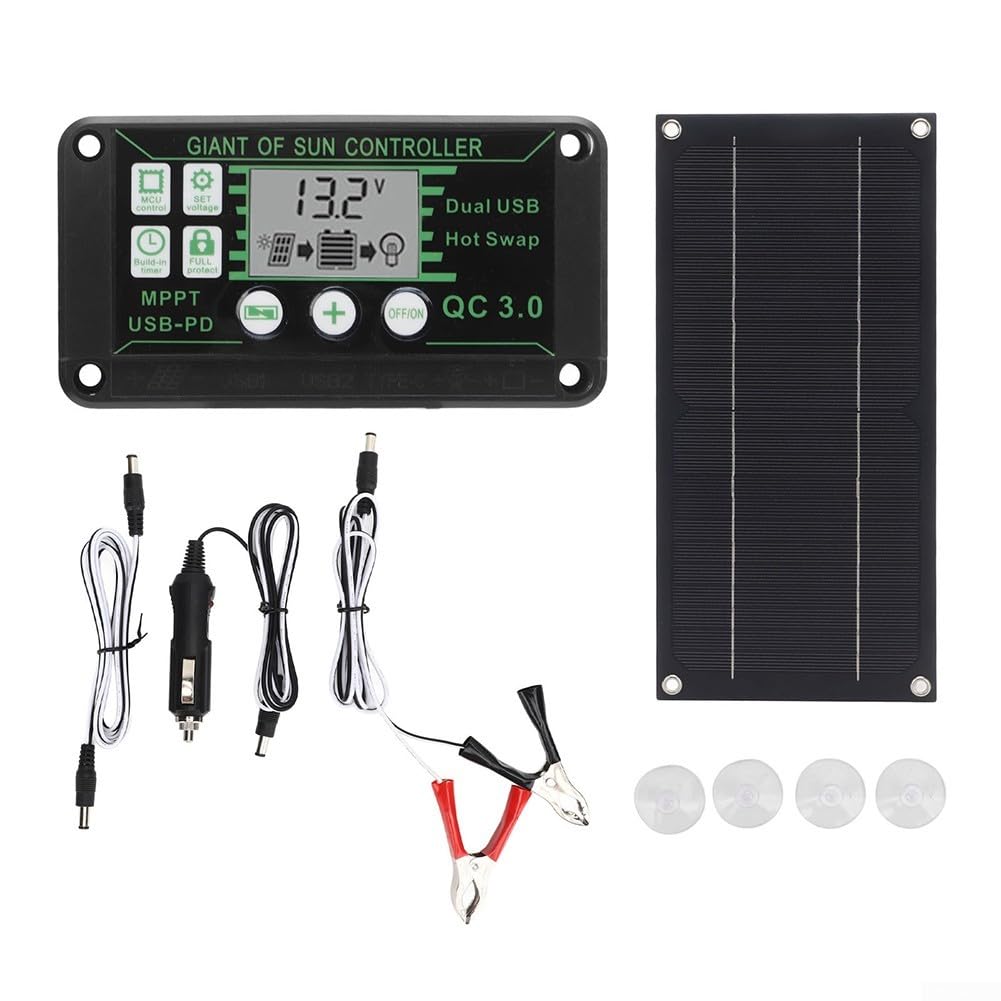 ReachMall 600 W 18 V per kit pannello solare, 100 A per controller caricabatterie MPPT portatile kit di alimentazione solare in silicio monocristallino kit di ricarica batteria per camper caravan auto