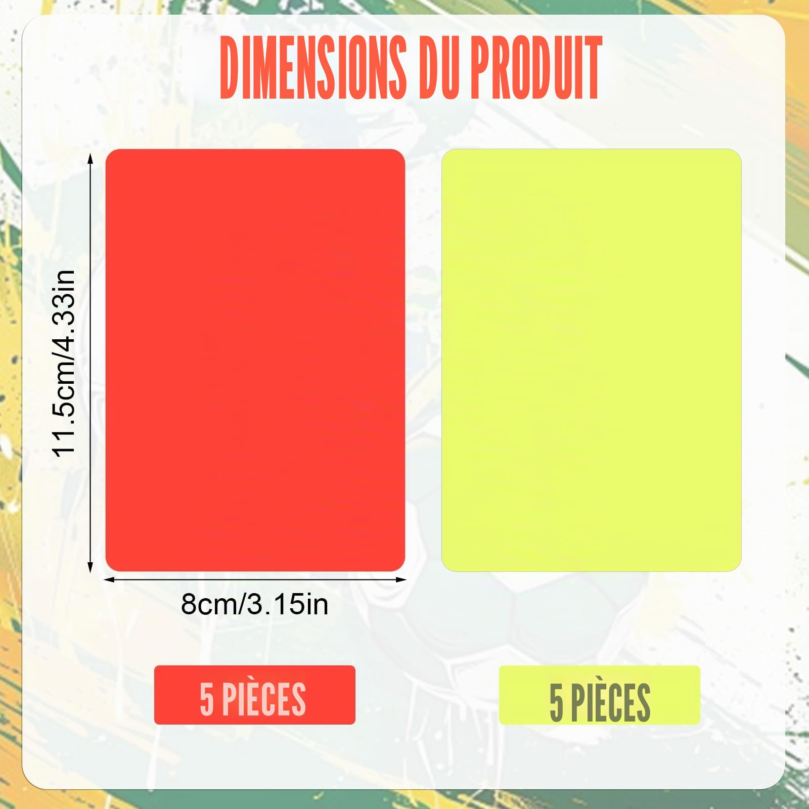 Lot De 10 Cartons Rouges Et Jaunes D'arbitre – PVC Résistant, 11x8 Cm, Pour Football Et Autres Sports