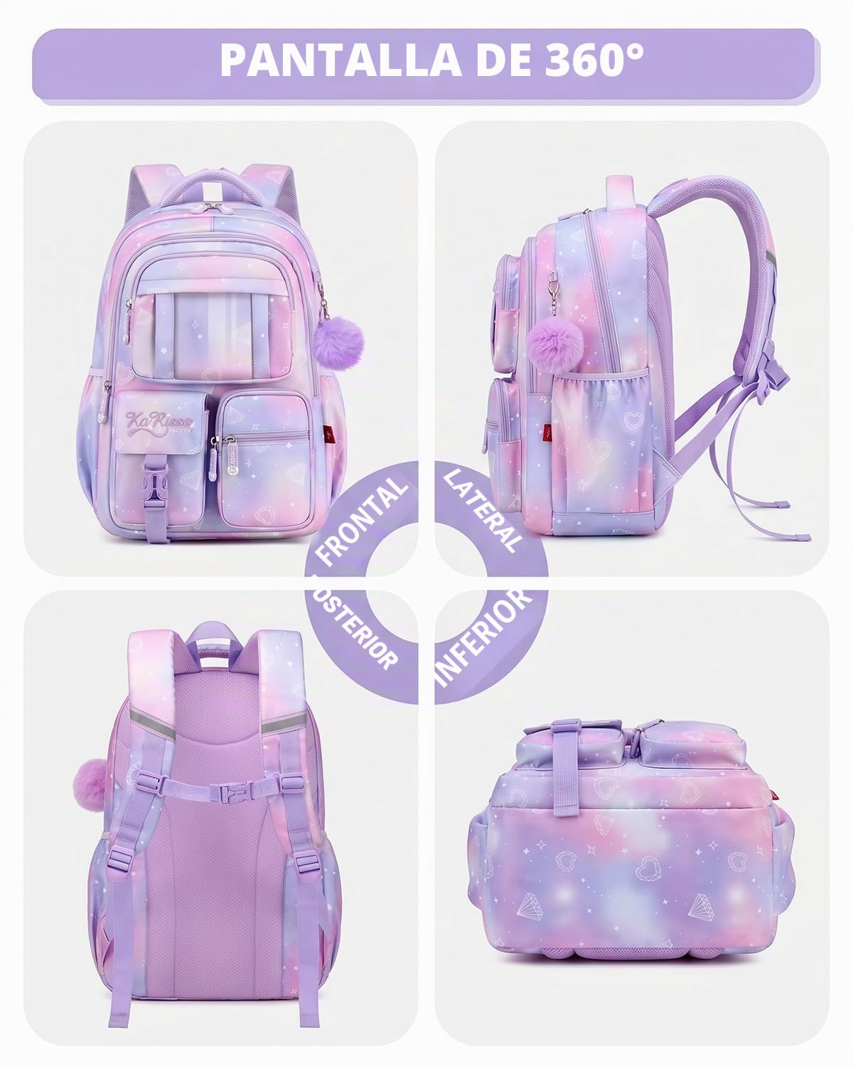 Tanou Mochilas Escolares Niña, 20 Litros Transpirable Mochila Colegio Niña de 7 a 11 Años, Nylon Repelente al Agua Mochila de Niñas Escolar