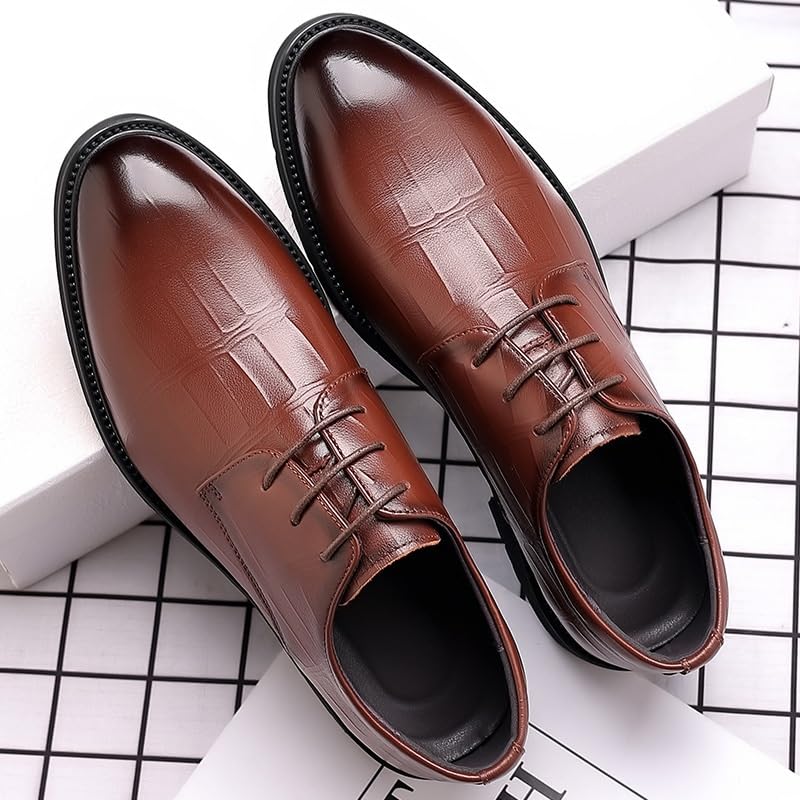 Mens Formal Shoes Leather Comfort Orthopedic Anti-Slip Non Slip Rubber Sole Block Heel Low Top Office Cap Toe Design Lace Up3