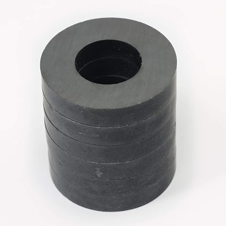 CMS Magnetics Grade 8 Ceramic Ring Magnet, OD 45 mm x ID 22mm x 8 mm. 6 Pack