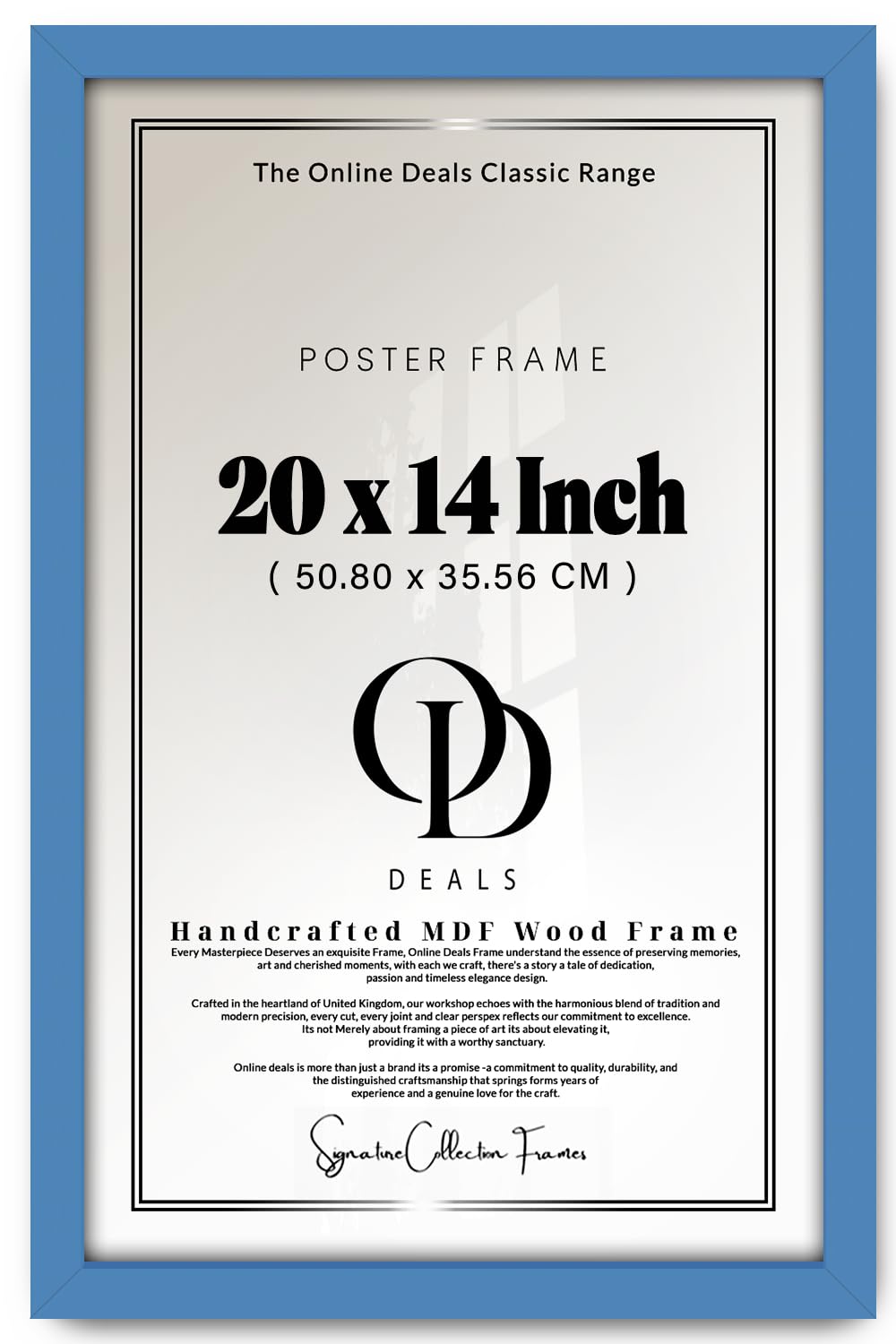 Od Deals Blue | Sophisticated 20 X 14 Inch Photo And Artwork Display For Vertical Or Horizontal Wall Hanging (50.80 X 35.56 Cm) Finish For Contemporary Living Room Styling — Easy Mounting Kit