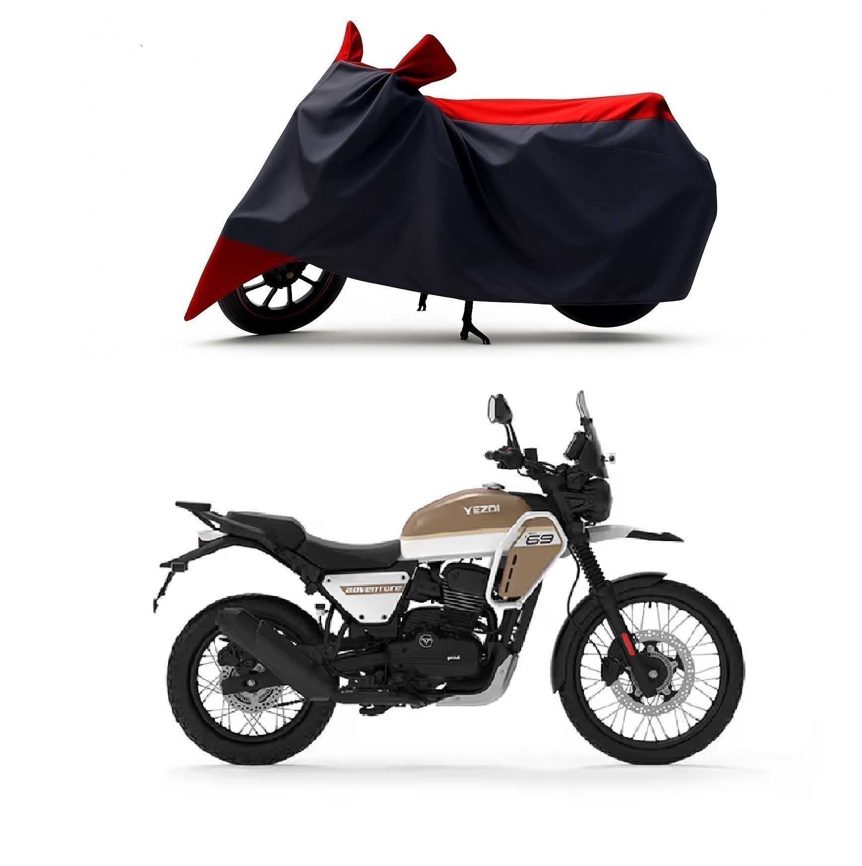 RS ENGLAND - All Season Protection Bike Cover for 2025 New Yezdi Adventure BS6 Bike Cover with Water-Resistant and Dust Proof Premium 190T Fabric_ Red Stripe-image-20