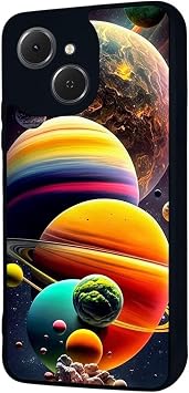 Tecno Spark 40C ile Uyumlu Kılıf, Yumuşak Silikon, Koruyucu, Şok Emici, Uzay Tasarımı, Siyah