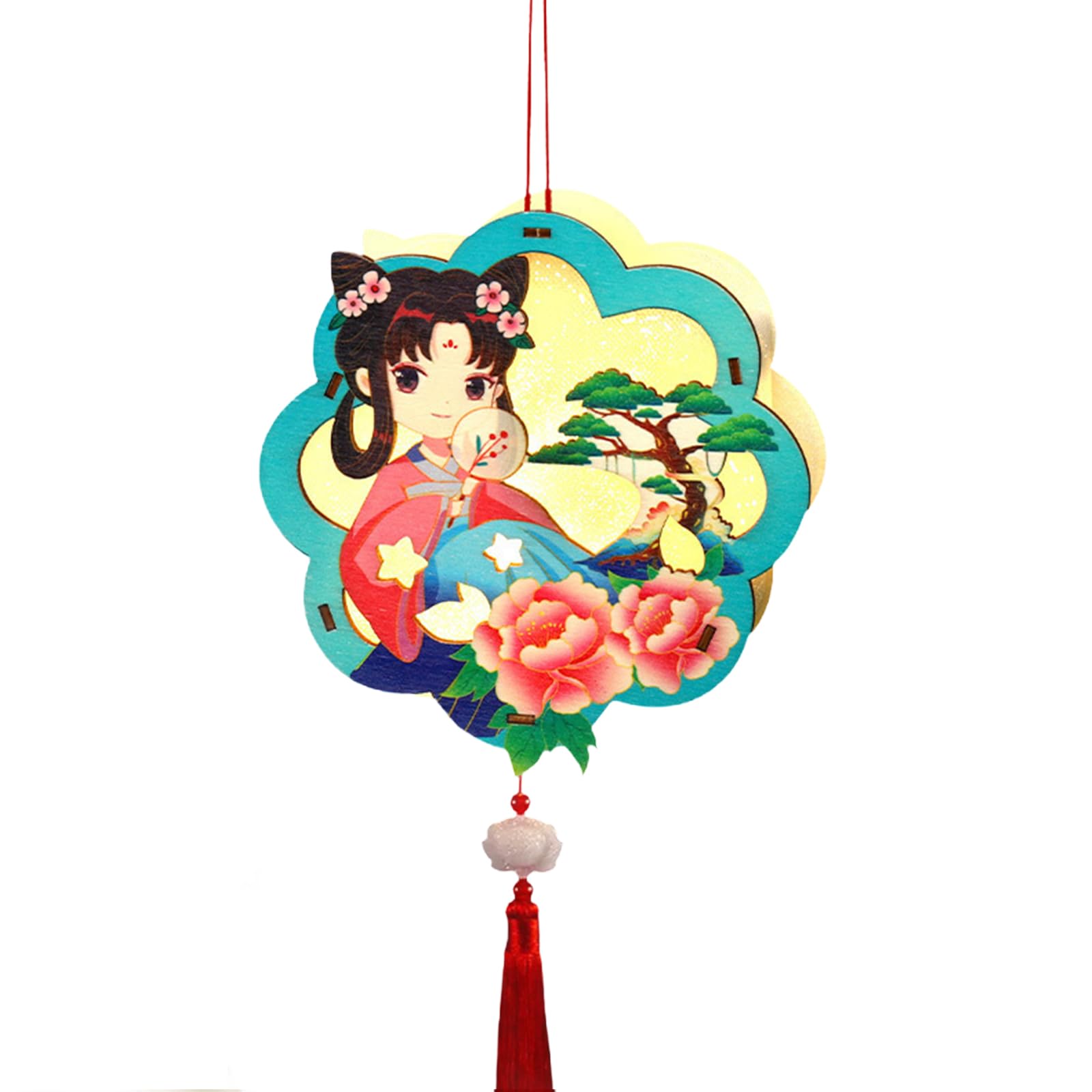 carotoe Lovely Rabbits Light Hanging Decors Portable Autumn Festival Rabbits Light Decoration for Cultural Enthusiasts Button Styles Assembly
