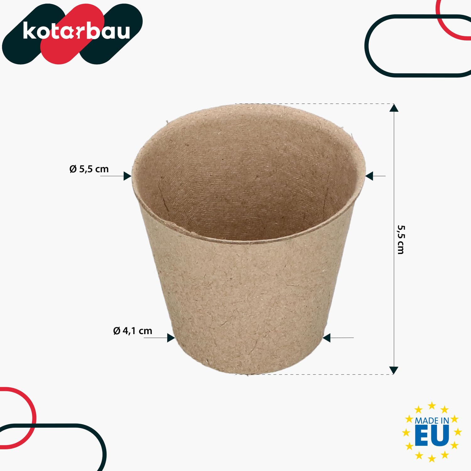 KOTARBAU® - Vasetti di torba biodegradabili, vasi in torba, 60 pezzi, 6x6 cm
