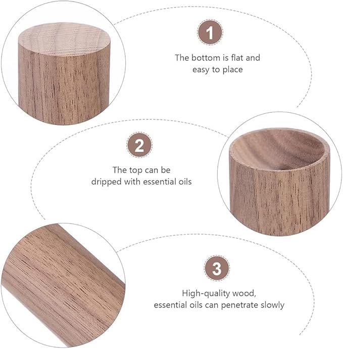 Difusor de Aromas Eléctrico de Madera de Nogal Marrón Pequeño y Redondo miniatura 8