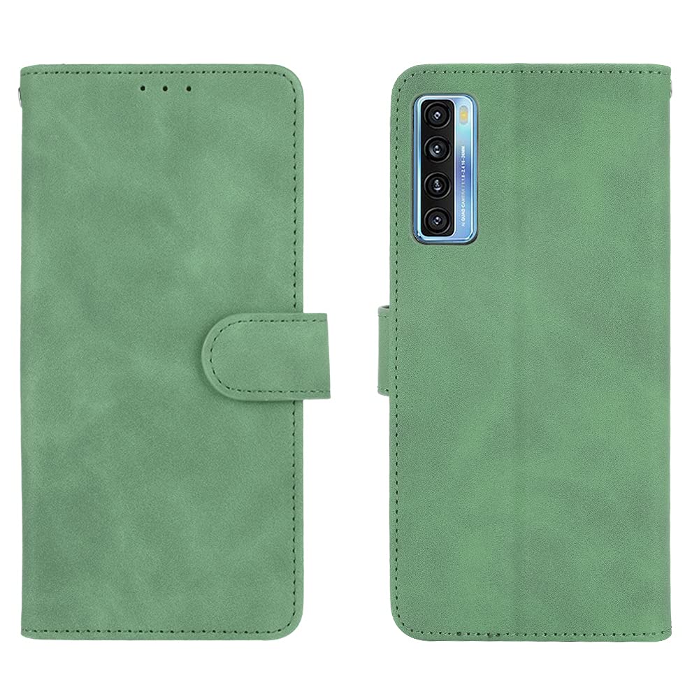 WEIOU Leather Folio Cover per TCL 20 5G / TCL 20S / TCL 20L / TCL 20L+, Custodia in Pelle PU Magnetica Libro Flip Portafoglio con [Funzione Stand]. Verde