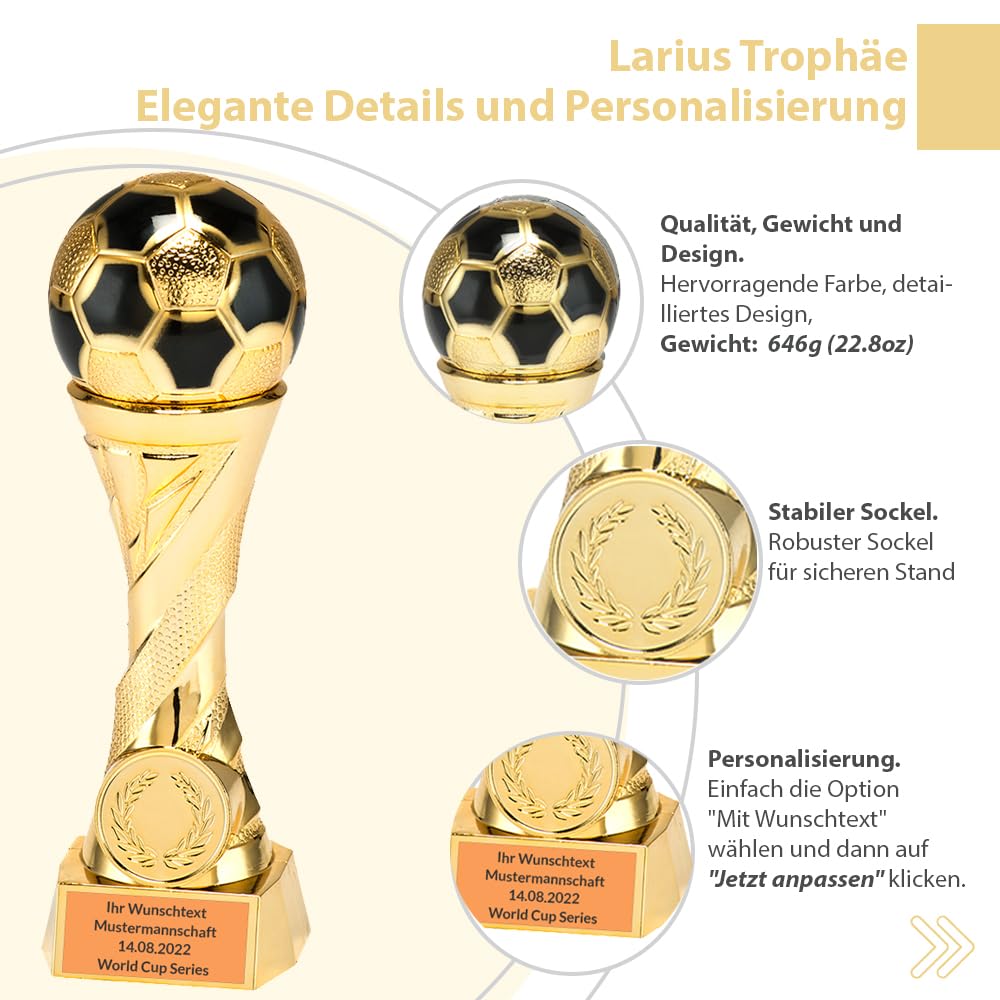 Larius Pokal Ehrenpreis Fußball in Gold und Silber mit Wunschgravur