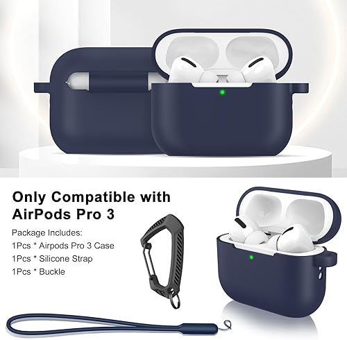Miniatura 2 de MILPROX Funda compatible con AirPods 4  Funda protectora de silicona suave con llaverocorrea, LED frontal visible, a prueba de golpes, delgada,