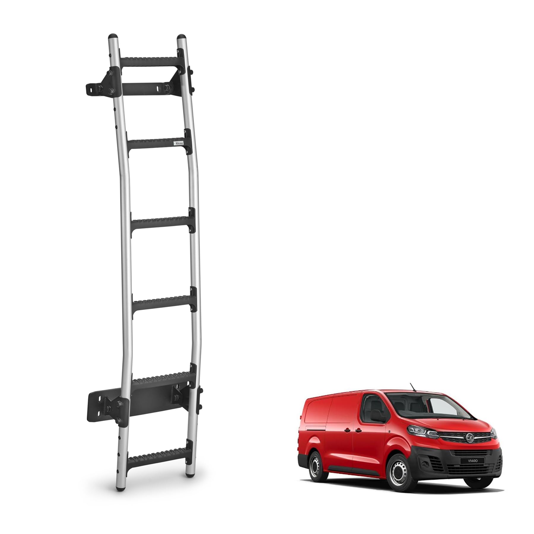 Van Demon Silver Rhino Van Door Ladder For The Vauxhall Vivaro (2019+) Heavy Duty Anti-Slip Steps (With Fixing Kit)