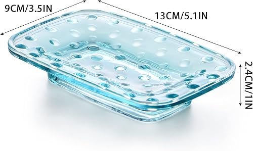 Miniatura 3 de MDLUU Paquete de 2 jaboneras de barra de vidrio, soporte para jabón en relieve, bandeja protectora de jabón decorativa para ducha, bañera, fregadero