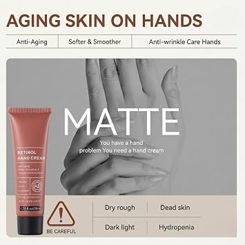 Retinol Age-Defying Hand Cream,Firming & Moisturising Handcream,Intense Hydration for Dry,Cracked Hands,Visibly Reduces Uneven Texture & Restores Elasticity,Care for Skin,Nails & Cuticles