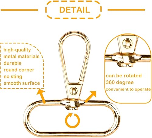 Miniatura 3 de Paquete de 15 cierres giratorios de metal para gatillo de 1.5 pulgadas, ganchos giratorios ovalados, cierres de langosta para llavero, gancho para