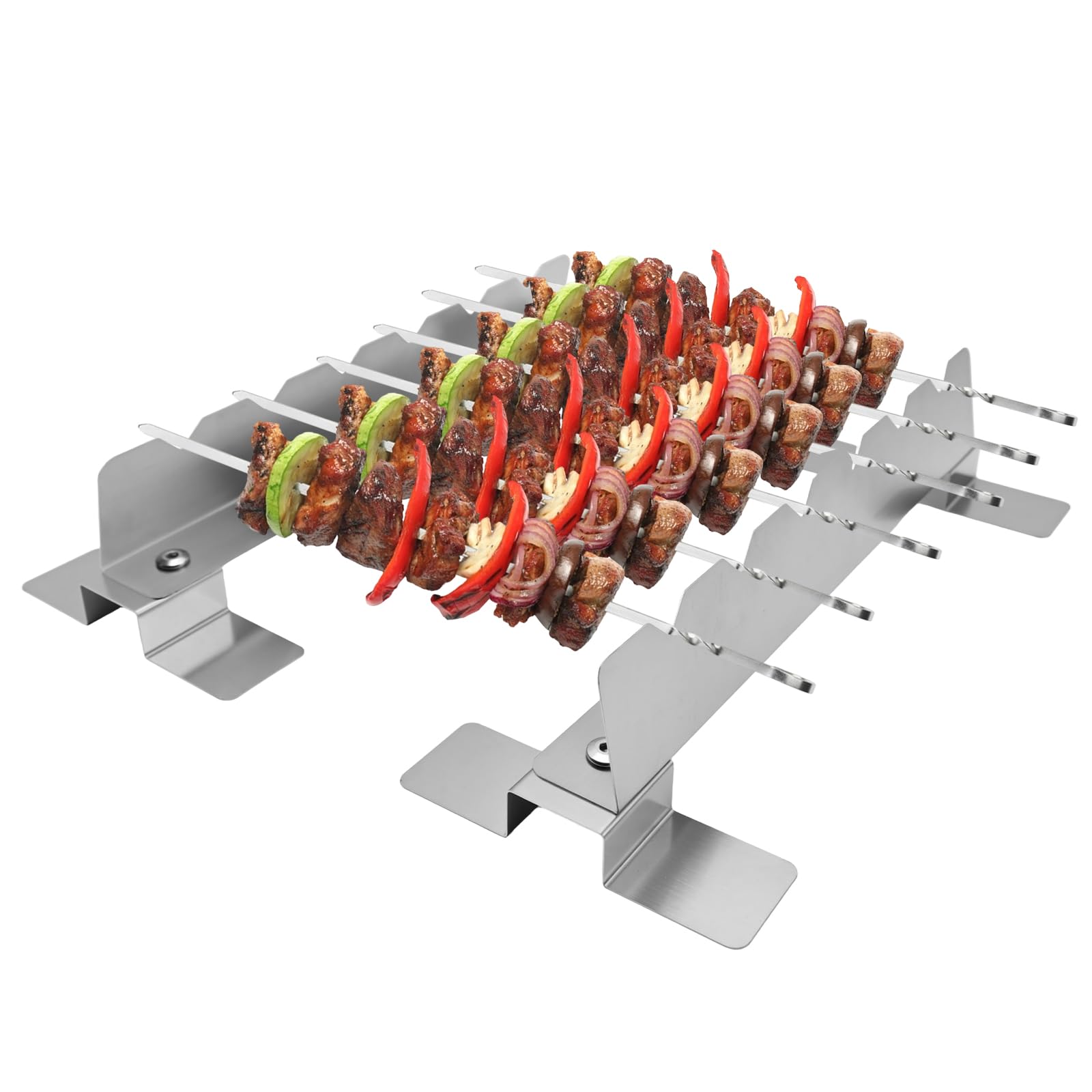 Photo 1 of 2 Pack Stainless Steel Skewer Rack Anti Tip Skewer Holder Set with Reinforced Base for BBQ Kabob Grilling Accessories
