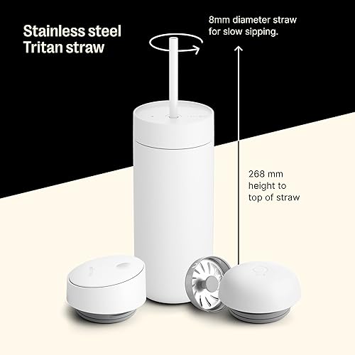 Miniatura 4 de Fellow Paquete Carter de 16 onzas (3 en 1) taza de viaje con tapa deslizante y tapa fría con pajilla, interior de cerámica y acero inoxidable