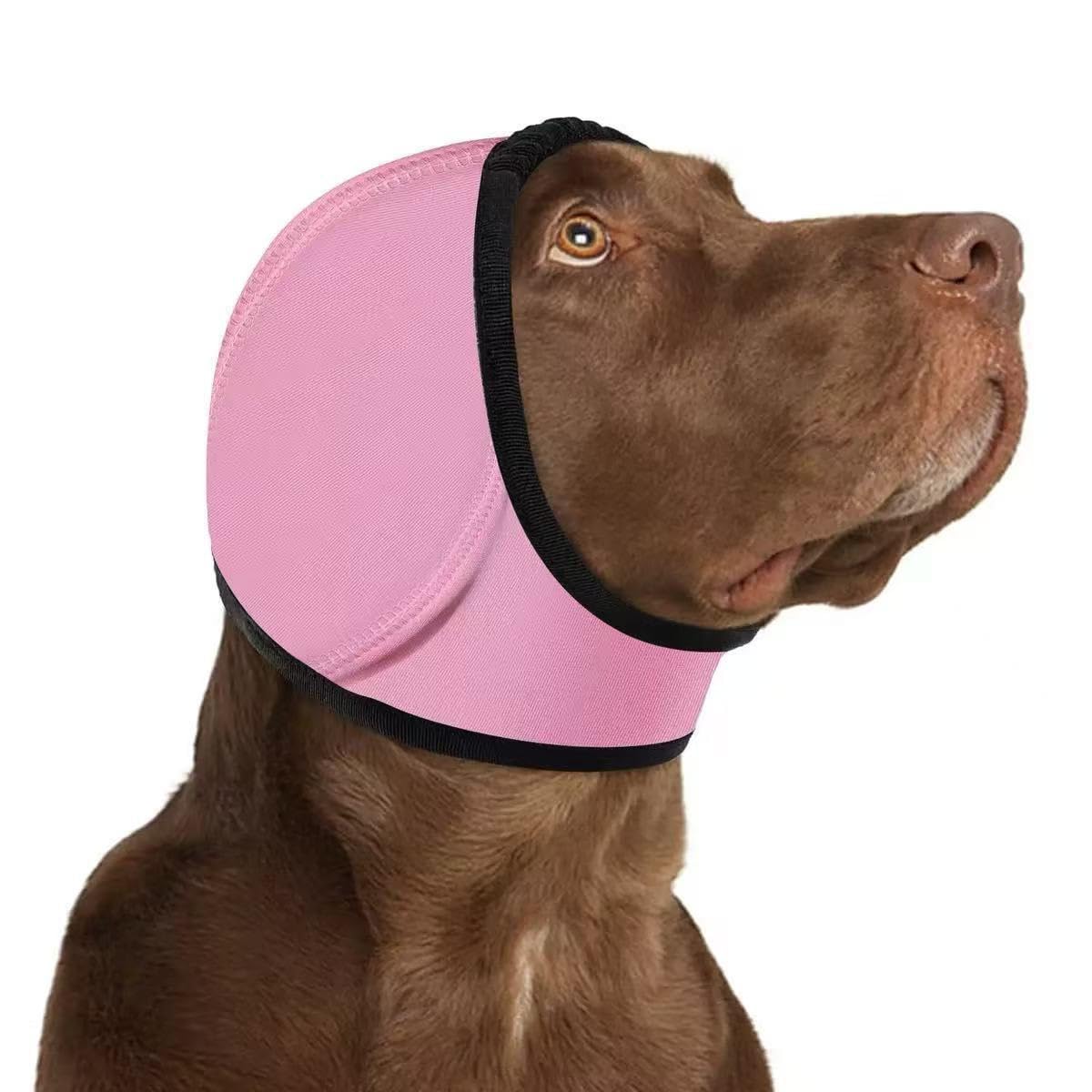 Dog Ear Defenders for Noise Protection – Comfort-Fit Dog Noise Cancelling Ear Wrap, Waterproof Muffs for Thunder, Fireworks, Grooming & Swimming (Pink,M)