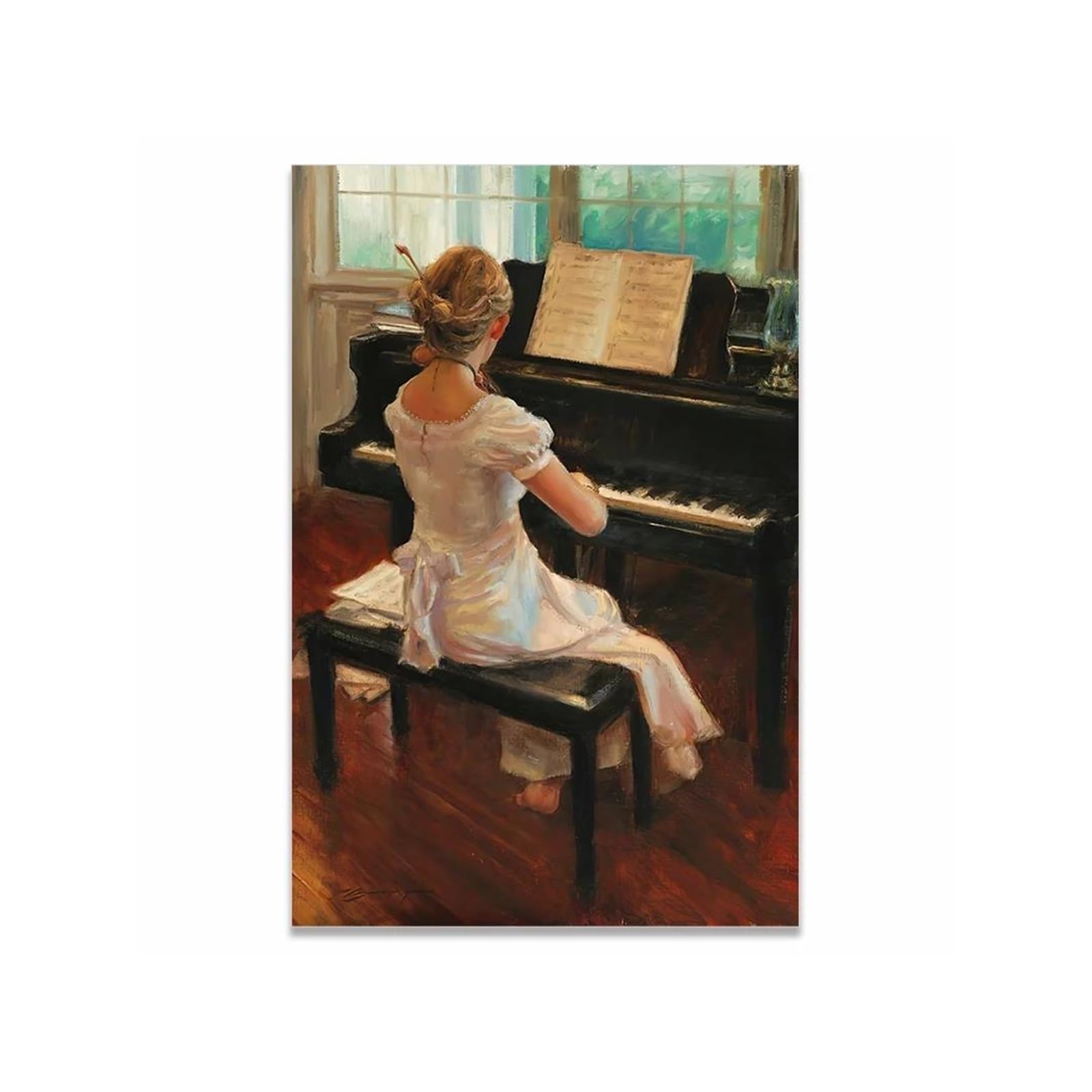 Affiche en toile piano de personnage style vintage français authentique 40x50