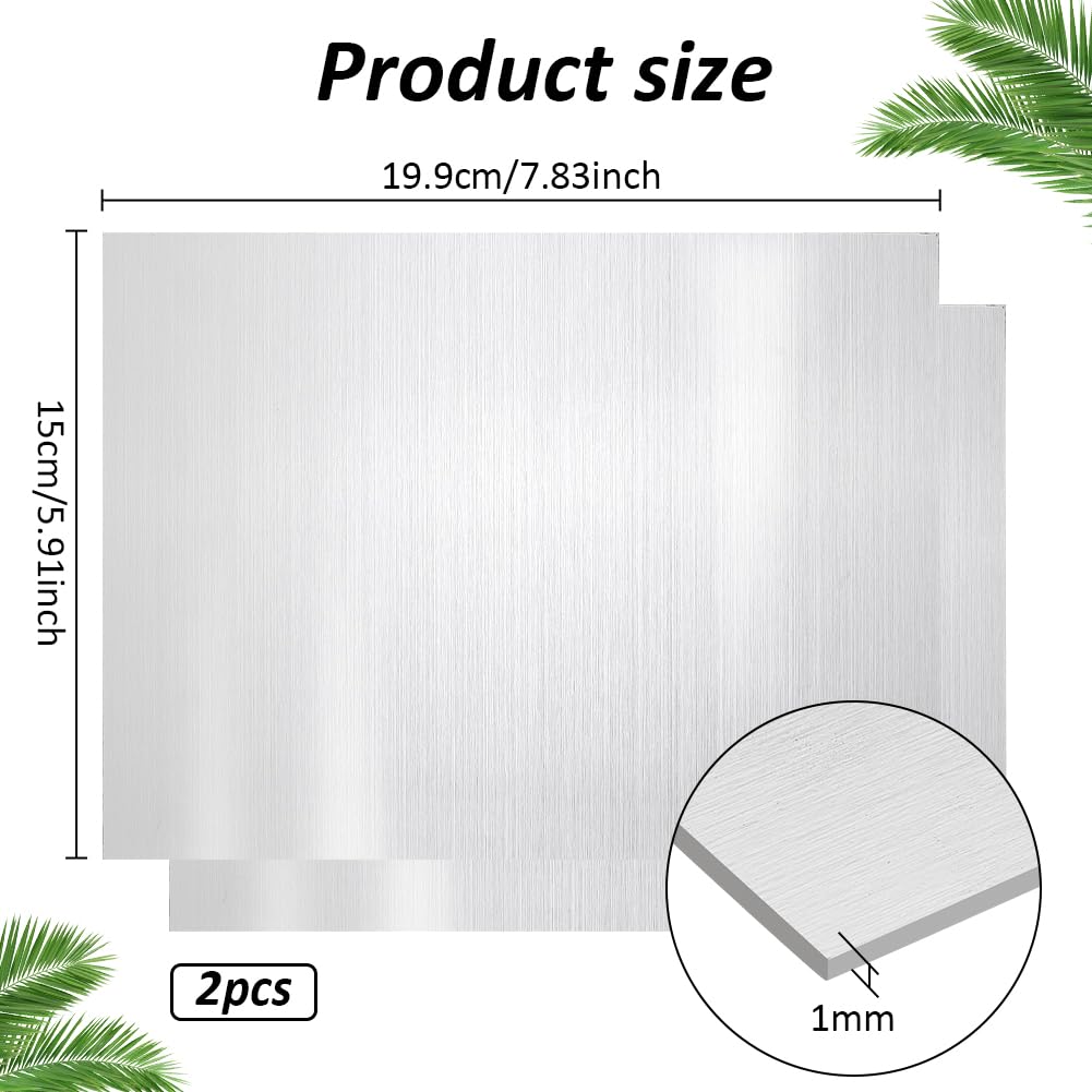 Acier 304 Découpe Projet PH PandaHall 2 Plaques Acier Inoxydable 304 Brossé - 15x20x0.1cm Pour Bricolage, Découpe Mécanique Et Projets DIY Plaque Brossée