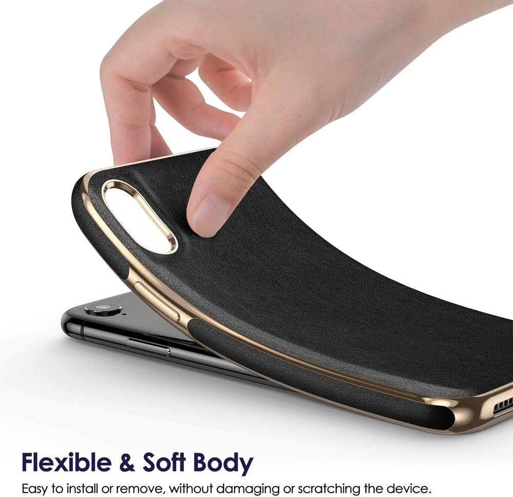 LOHASIC for iPhone XR Leather Case, Slim Anti-Slip Grip Flexible Soft TPU Bumper Drop Proof Scratch Resistant Full Body Protective Phone Cover Cases for iPhone XR (2018) 6.1"- Black