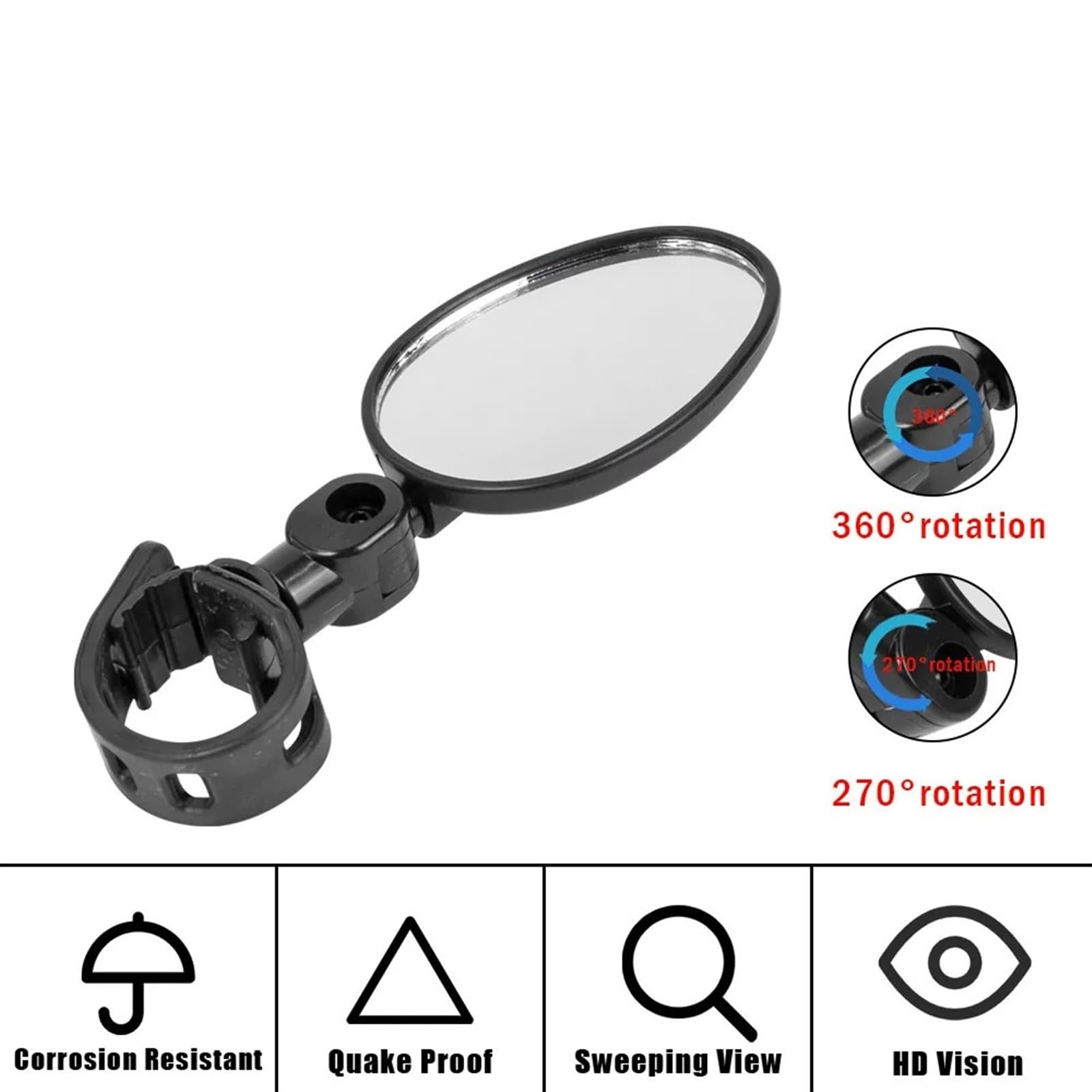 HABITZ Kompatibel for Xiaomi M365 1S PRO Mi3 Lenker-Rückspiegel, universeller Rückspiegel for Elektroroller, 360 Grad drehbar (Color : 2pc)