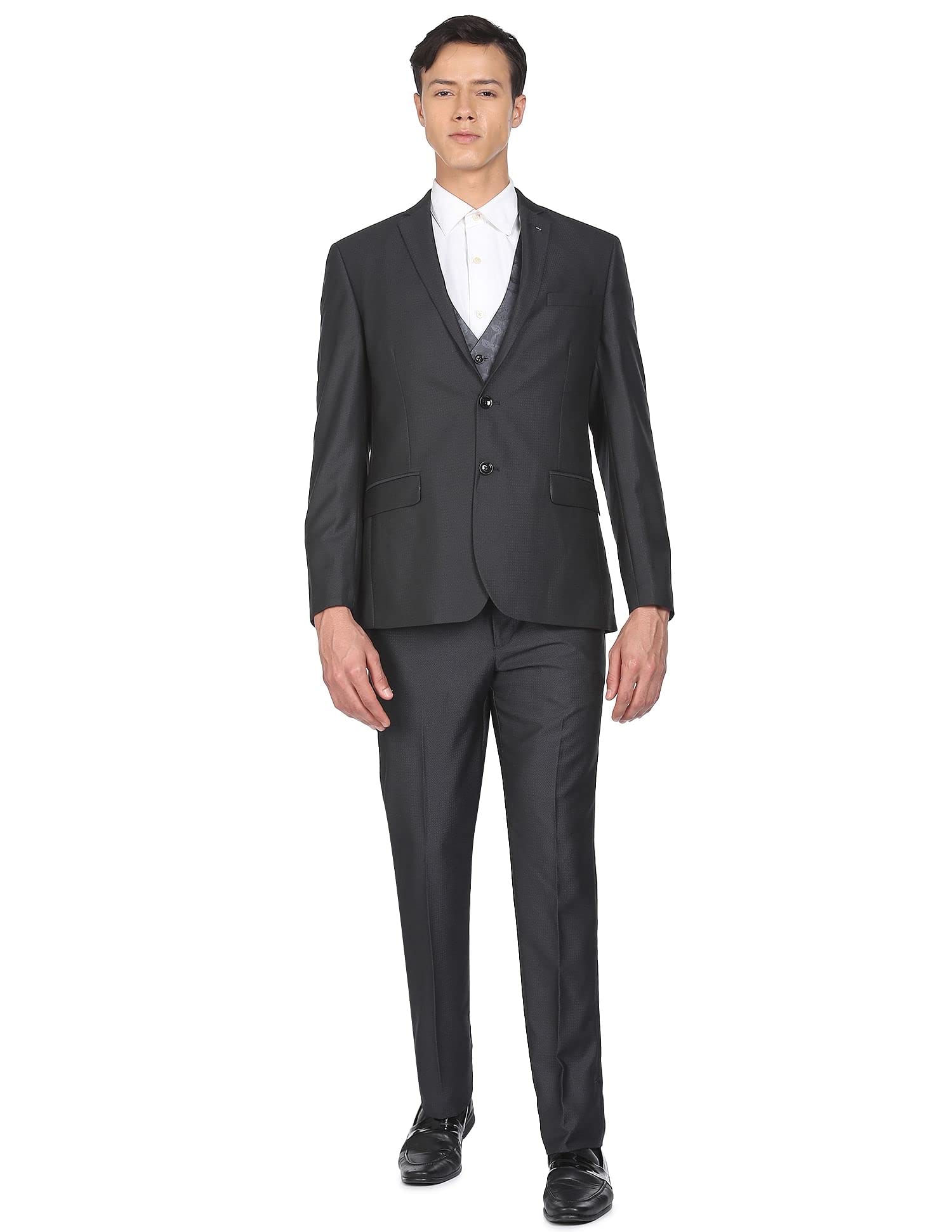 arrow Men Charcoal Reversible Waistcoat Three Piece Suit-picture-21