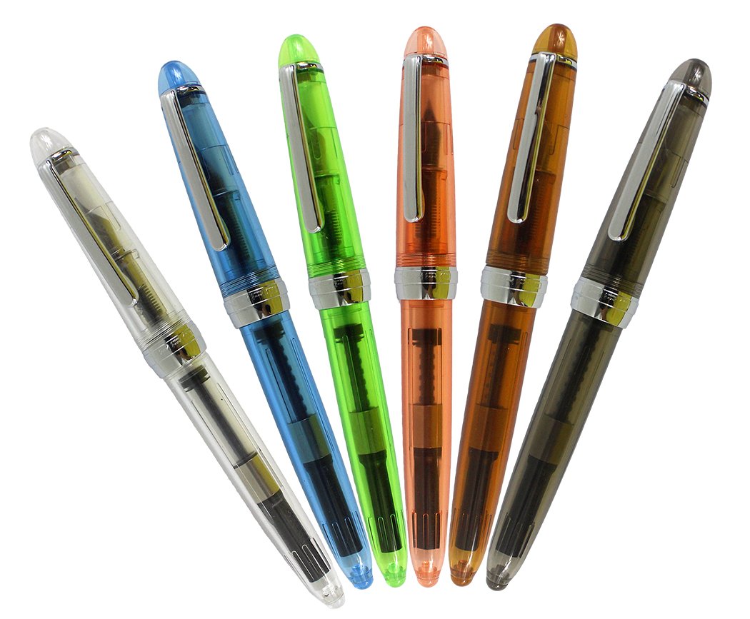 Xiaoyu 6PCS Transparent Jinhao 992 Iridium Fountain Pen in 6 Colors, Transparent, Blue, Green, Grey, Brown, Orange