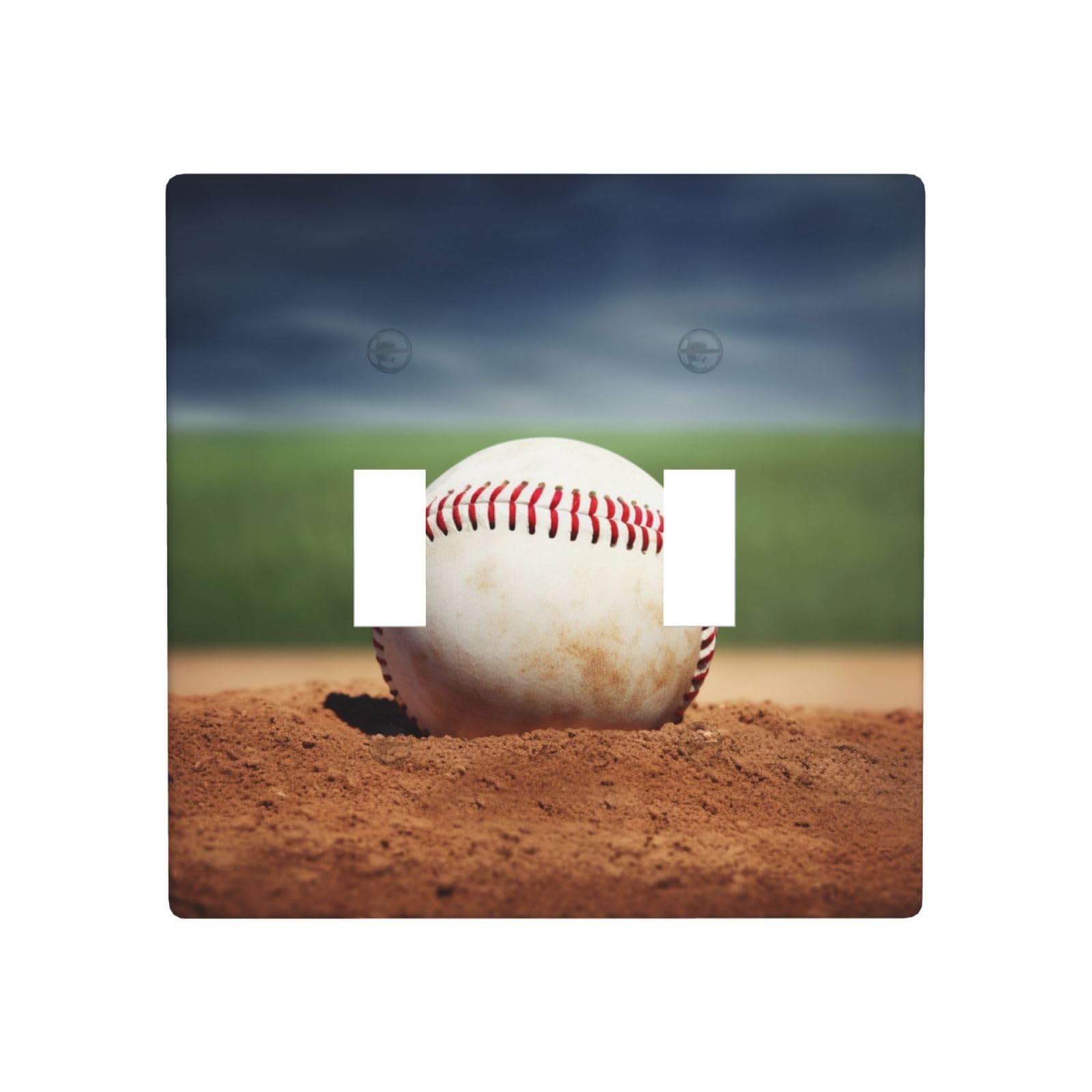 Decorator Double Toggle Light Switch Covers Baseball Wall Plate 2-Gang Standard Size 4.5" x 4.5" Double Toggle Switch Wallplate Decorative 2 Gang Wall Switch Plate Covers