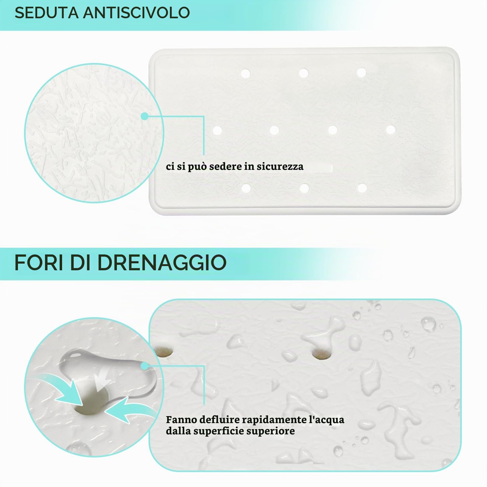 Sedile per vasca da bagno per anziani, testa antiscivolo, per doccia, vasca da bagno, piedini semicerchi in gomma con superficie antiscivolo, in alluminio, portata fino a 120 kg, colore nero