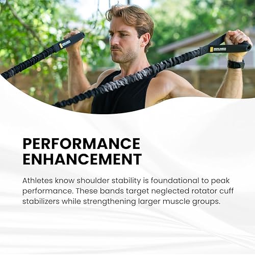 Miniatura 5 de Iron Neck Sistema de bandas de resistencia para el hombro  Kit de rehabilitación y rendimiento de 3 niveles con cinturones de puerta y anclajes