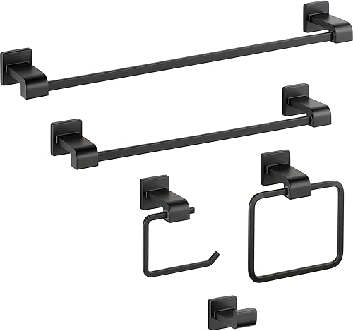 Miniatura 3 de Delta Ara 77535-BL - Ganchos para toallas de baño, color negro mate, para colgar en la pared, para batas y toallas, soporte para toallas de mano,