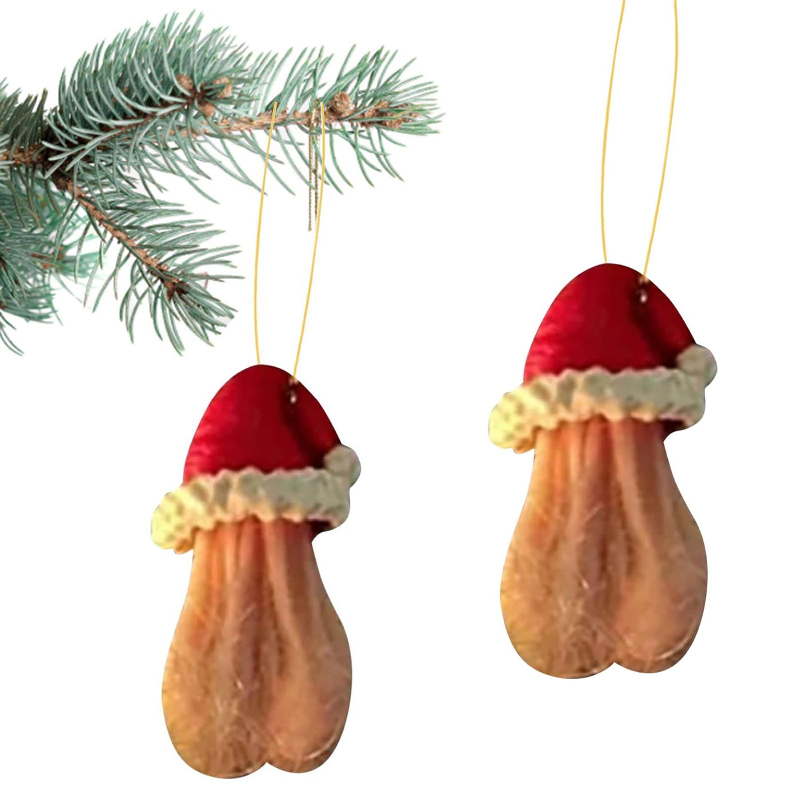 Lustige Weihnachtsschmuck,3D Hoden Weihnachtsbaumschmuck,Weihnachtsdekoration, Weihnachtsbaum-Anhänger, Weihnachtsbaumkugeln, Ornamente (2PCS)
