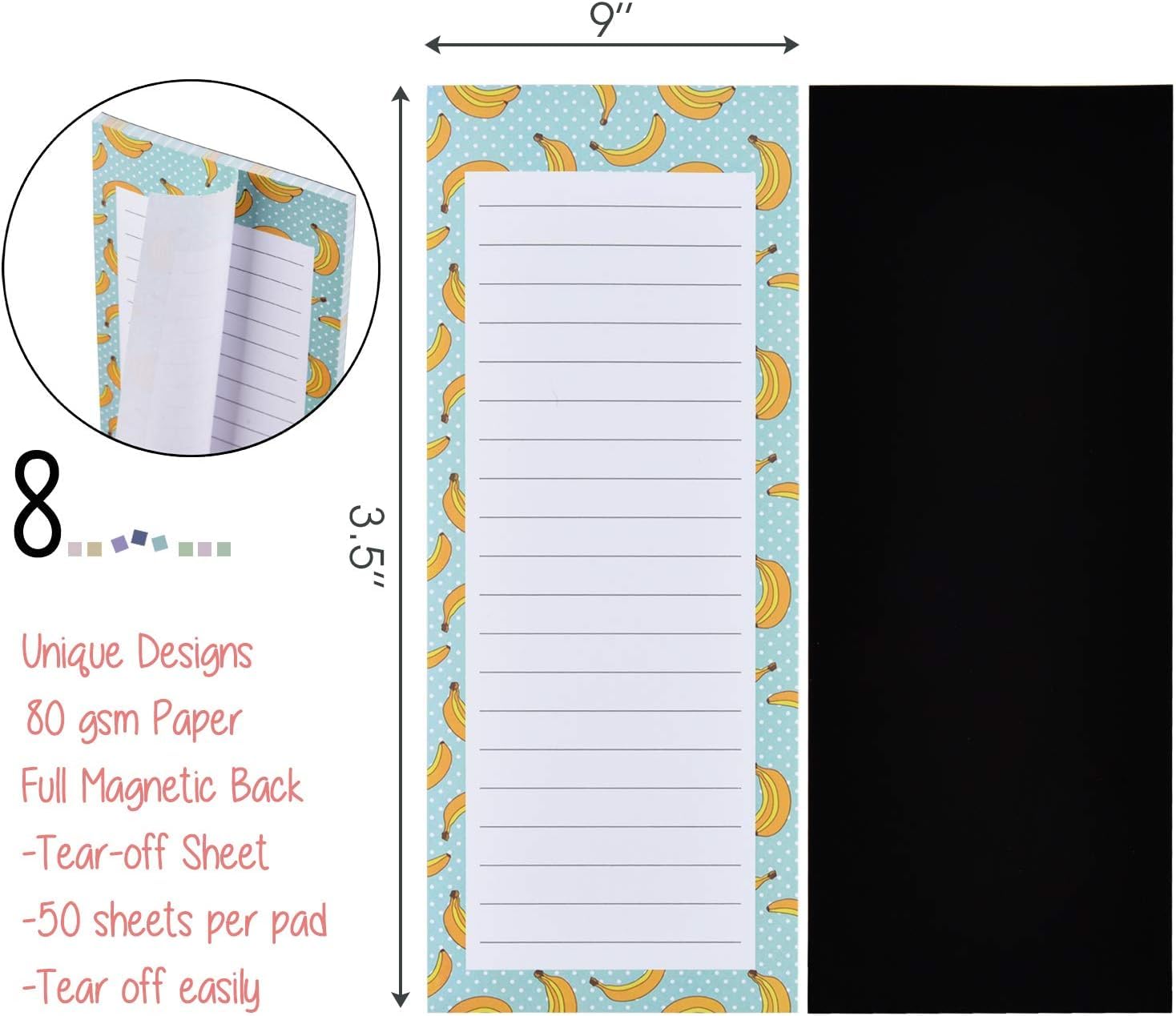 2 Bloc-Notes Magnétiques Frigo Avec Porte-Stylo - Liste Courses Motif Fruits | Idée Cadeau Pratique