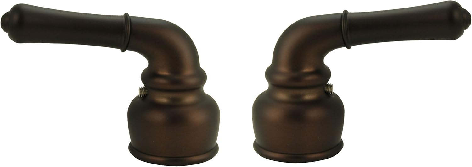 Lever Handles in Oil Rubbed Bronze Finish, 2 Pcs (1 Cold and 1 Hot) Fit Delta, Peerless Washerless Faucets - by PlumbUSA 32316BOBX2