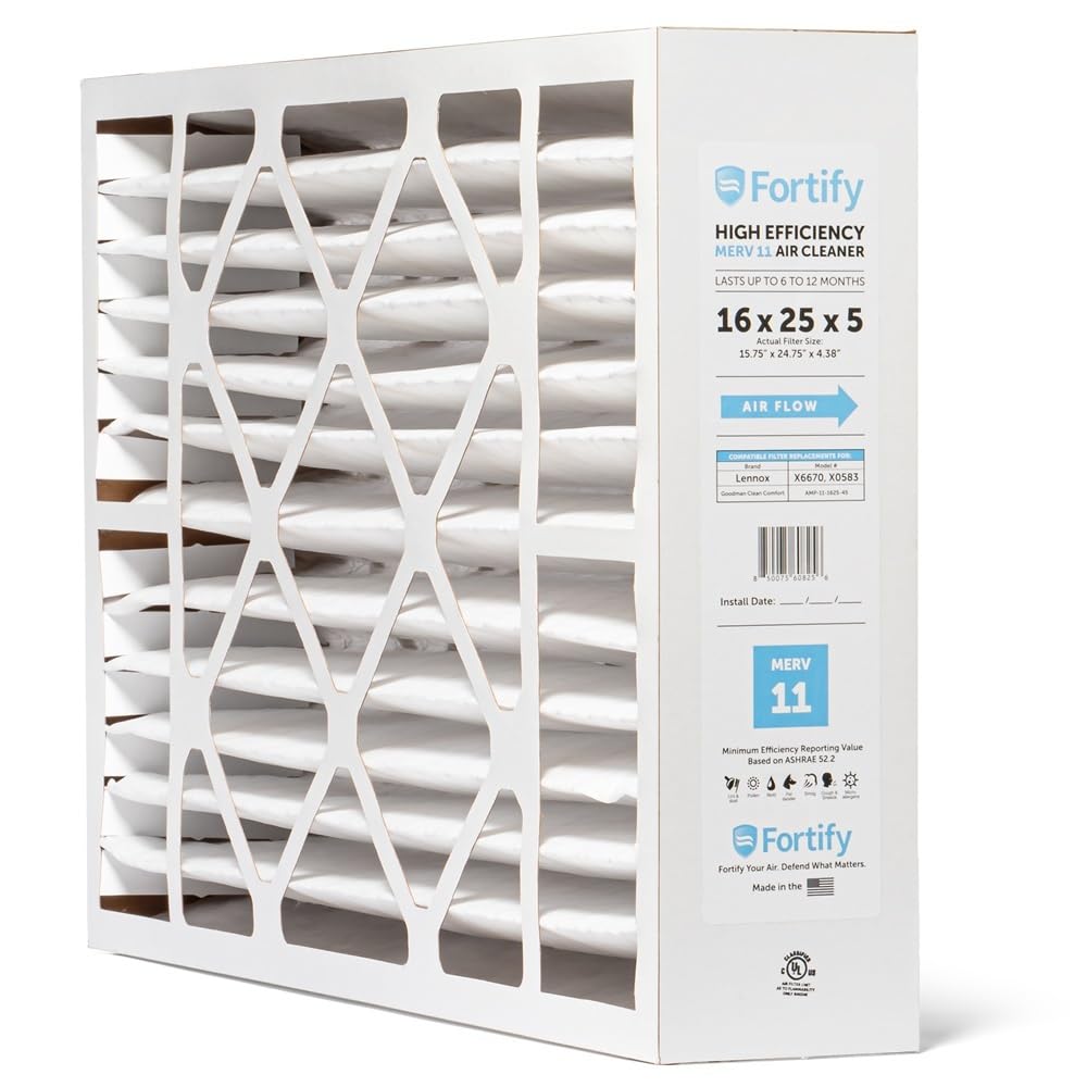 Fortify 16x25x5 MERV 11 Furnace Air Filter Fits Lennox. Qty-1
