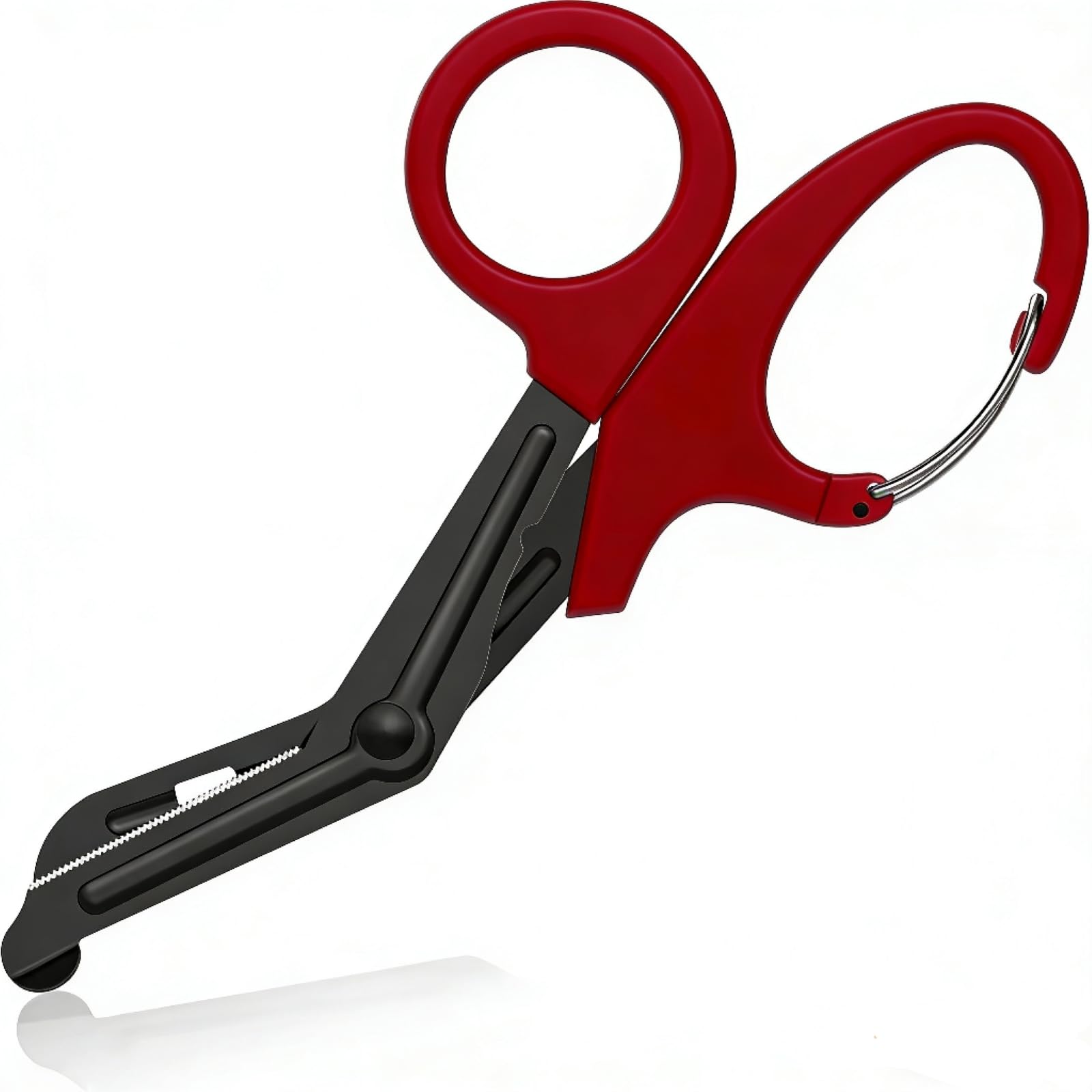 Imkrc Red Titanium Bandage Shears Scissors Emt And Trauma Shears, Bent Stealth Black Coated For Nurses, Students, Emergency Room (, 19Cm)