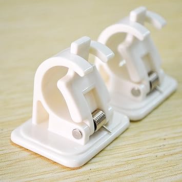BEYST 2 or 8 pcs Curtain Rod Holder - Self Adhesive Wall Hooks for Curtain Rod Bracket Pole,Towel Rod - Drapery Hook Holders - Curtain Pole Wall Brackets & Fixings Rod Holder (8pcs,White)