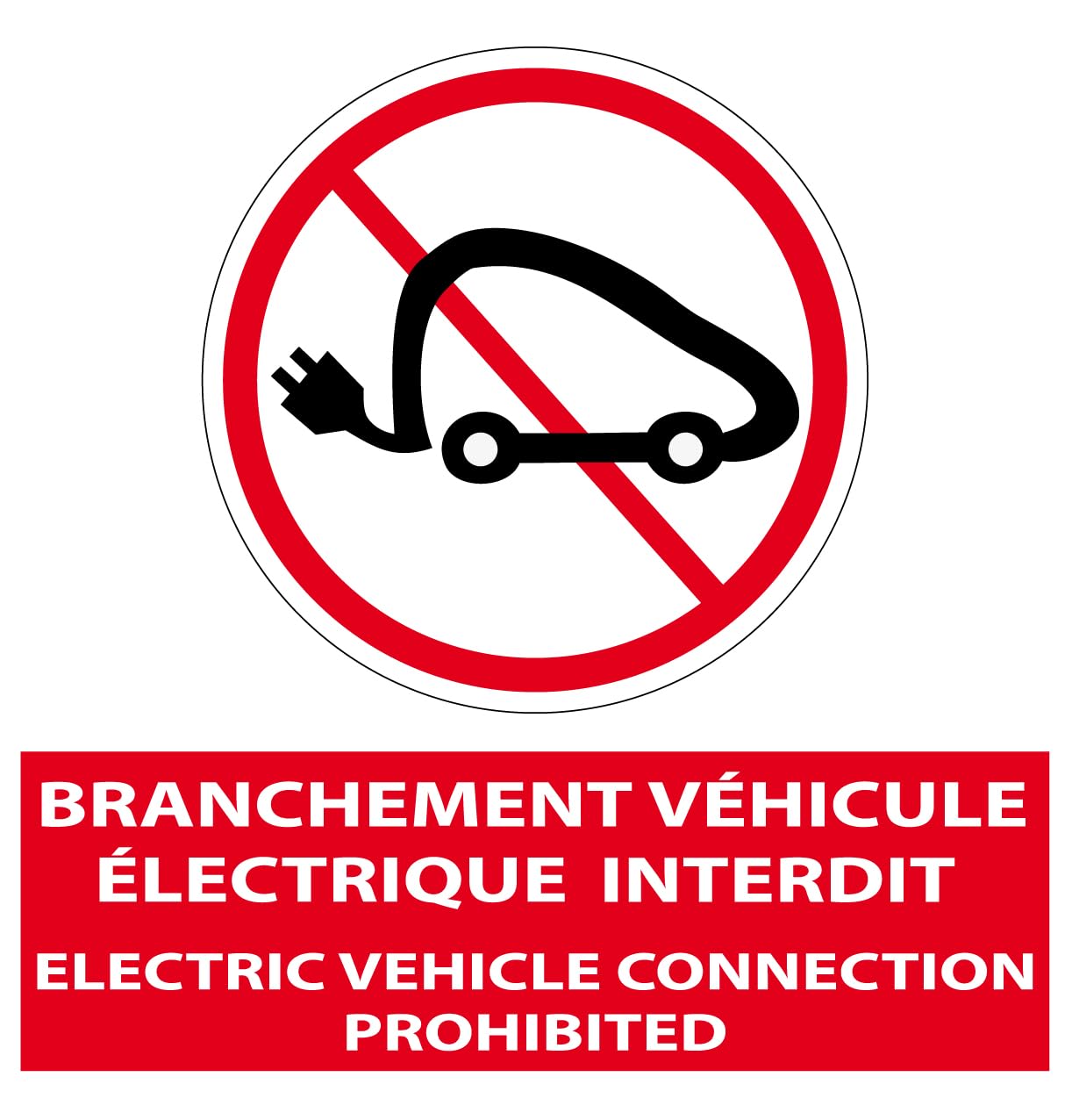 AUTOCOLLANT BRANCHEMENT INTERDIT VEHICULE ELECTRIQUE 8 x 10 cm PICTOGRAMME STICKER : Amazon.fr: Auto et Moto
