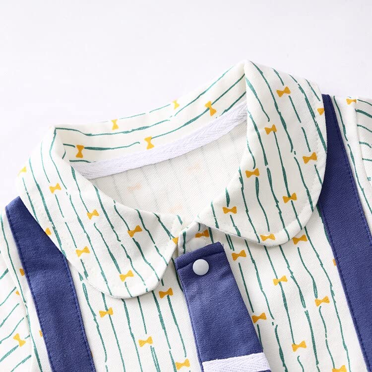 Image of Bold N Elegant Cute Tie Newborn Cotton Full Sleeve Footless Baby Romper Onesie Buttoned Bodysuit for Newborn Infant Baby Boys Girls