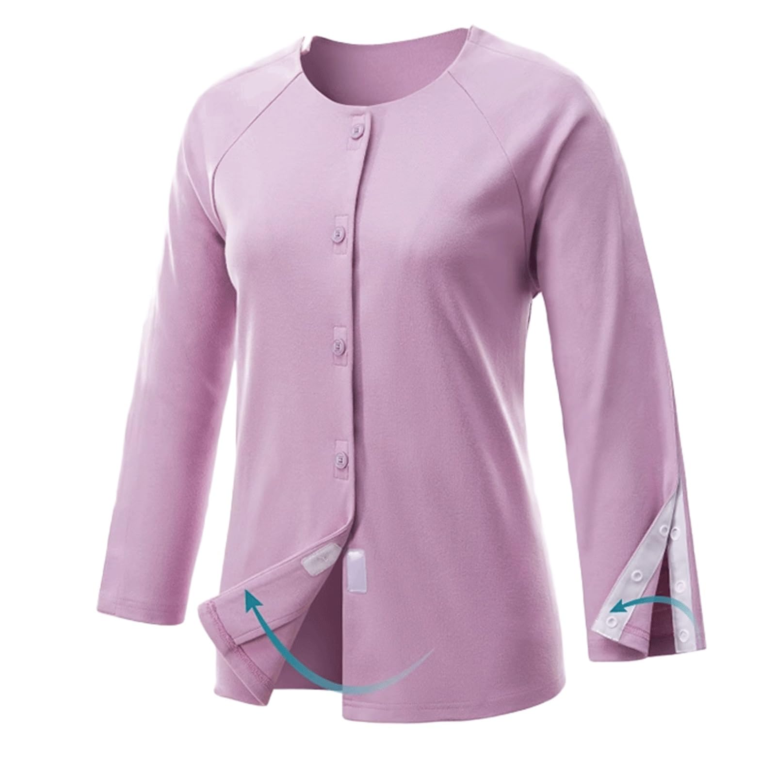 Pijama de algodón for pacientes, fácil poner y quitar, manga larga, for lactancia posoperatoria Exfoliantes Suaves(Pink Clothes,4XL)