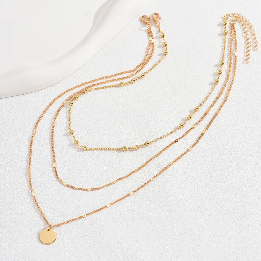 Chunky Gold Necklace Stack for Women Layered Necklaces for Women Silver Chunky Necklace Paperclip Chain with Coin Heart Pendant Necklaces Chunky Gold Jewelry Set - Image 5