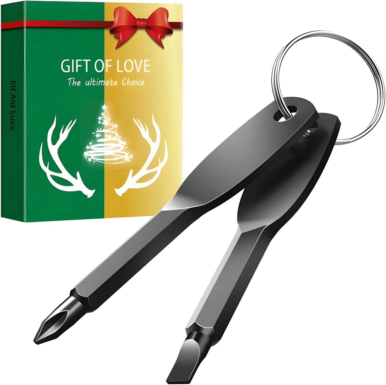 Gifts for men, Father's Day gifts 4-in-1 Pocket Screwdriver Keychain Tools, Mens for Dad Husband Boyfriends Cool Gadgets (Simple Style - Black)