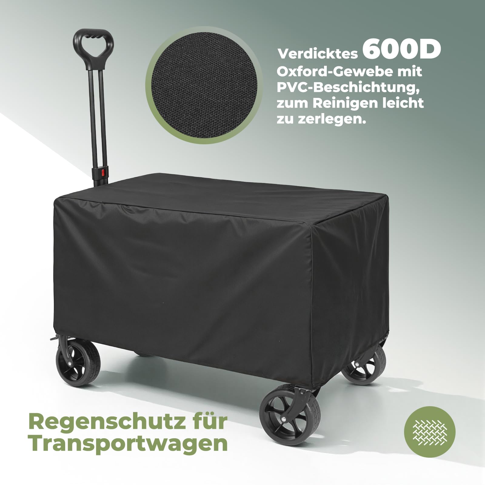 Bollerwagen Faltbar 120L+, Bis 150kg mit Heckklappe, Regenschutz, Bremsen | Reflektorstreifen, Strandwagen Klappbar, Faltbarer Bollerwagen Für Hunde, Einkaufen, Camping, Strand, Transport, Outdoor