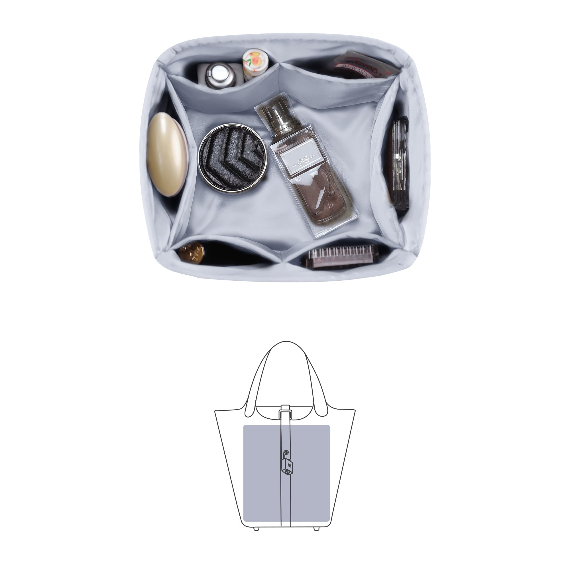 Amazon.co.jp: KINGS IN BAG バッグインバッグ 高級収納バッグ サテン  