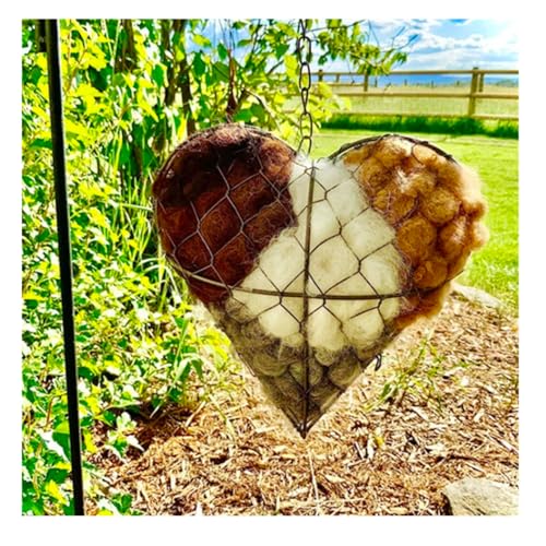 waabose Zupfherz für Vögel Nistmaterial für Wildvögel Nachfüllbares Handgefertigtes Wollherz für Vögel Ideales Nistmaterial für Vögel Draußen für Gartenvögel & Gartendekoration (1)