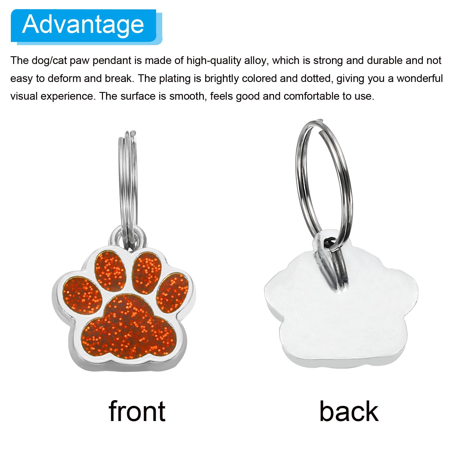 PATIKIL Animal Dog Cat Paw Print Pendants, 6 Pcs Crystal Footprint Dog Cat Paw Prints Pendants for DIY Necklace Bracelet Enamel Jewelry Making, Dark Red - Image 4
