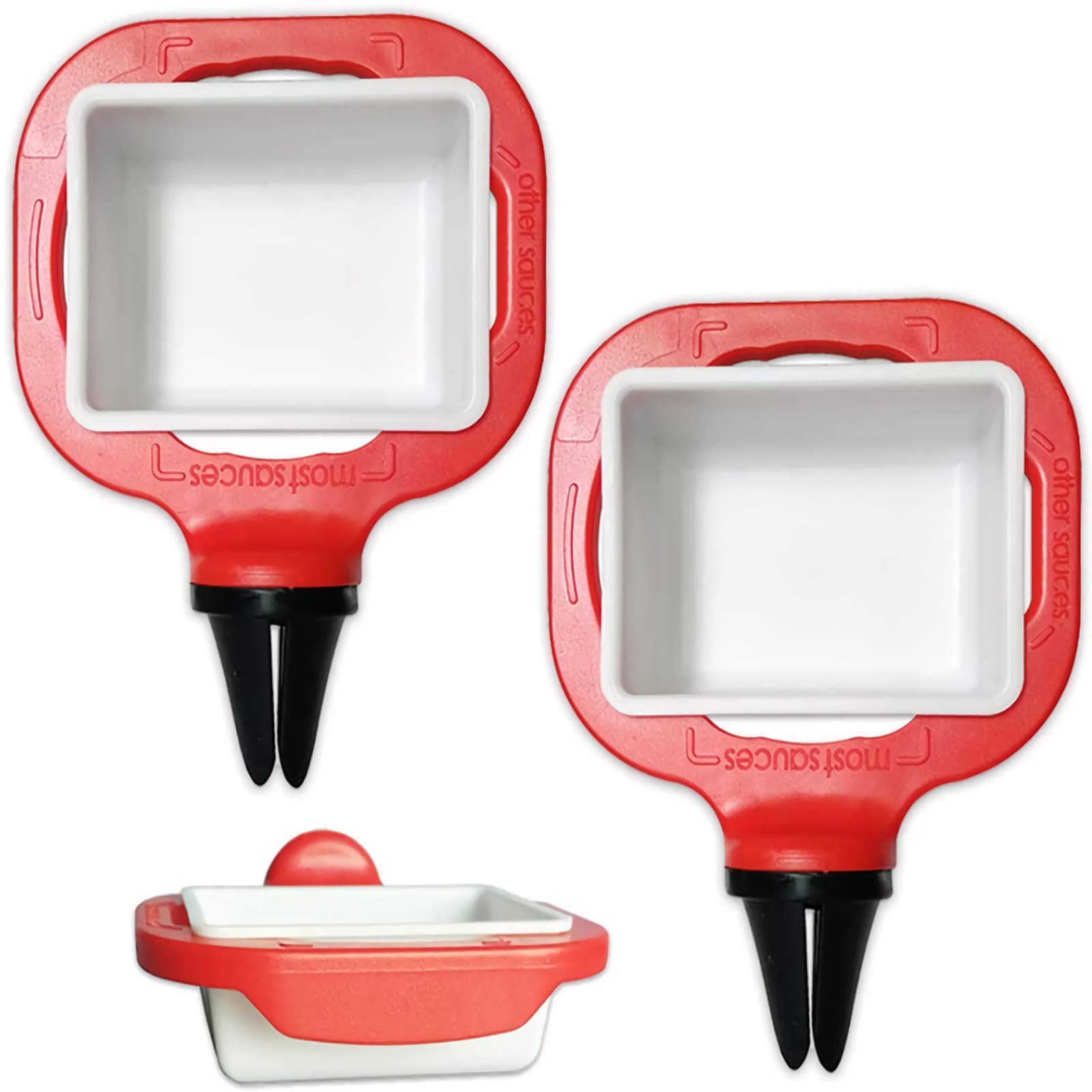 NING GANG (red) 2Pcs Sauce holder for car Dip rack sauce Ketchup cup holder container for vents of vehicle Dipping Cups oil proof paper for free
