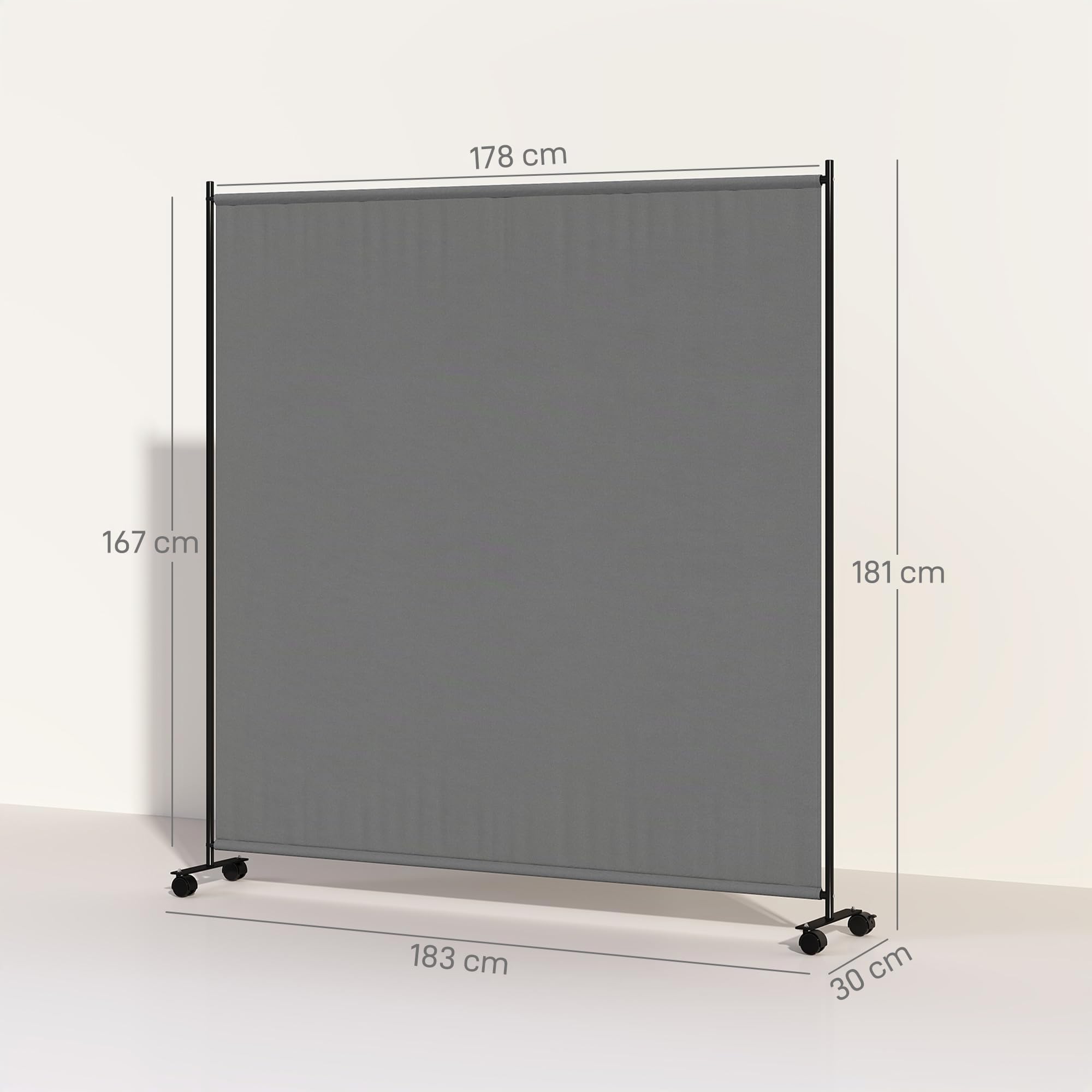 Outsunny Panneau Brise-Vue paravent extérieur sur roulettes, Brise Vue Jardin, Opaque, autoportant, pour Le Jardin, terrasse, Balcon, 183 x 30 x 181 cm, Gris | Paravent Extérieur sur Roulettes, Brise Vue Jardin, Jardin Terrasse Balcon